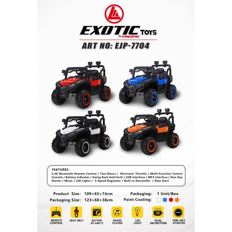 Mobil Aki Anak EXOTIC Jeep EJP-7706 EJP-7704 7727 7707 EJP7706 EJP7004 EJP7727 EJP7707 Remote Remot Murah-1