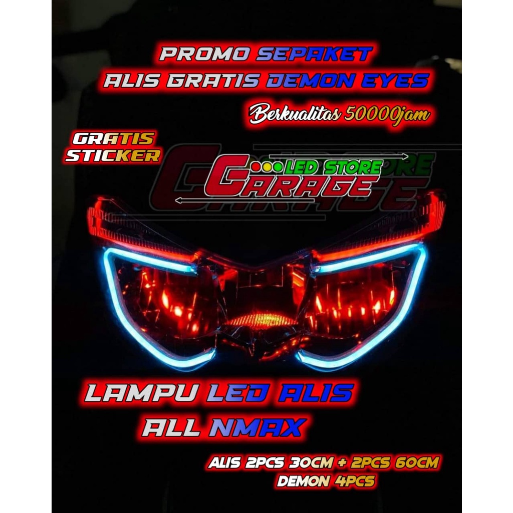 SEPAKET LAMPU LED ALIS DRL FLEXSIBEL ALL NMAX GRATIS DEMON EYES BERKUALITAS BAGUS FREE STICKER DAN KARDUS