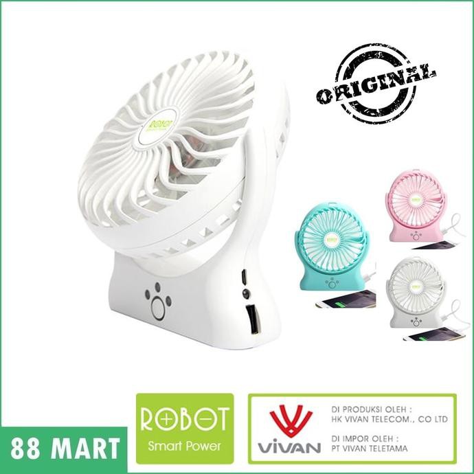 Vivan Robot Power Bank Rt-Bf06 2000Mah Portable Kipas Angin - Mini Fan - Merah Muda