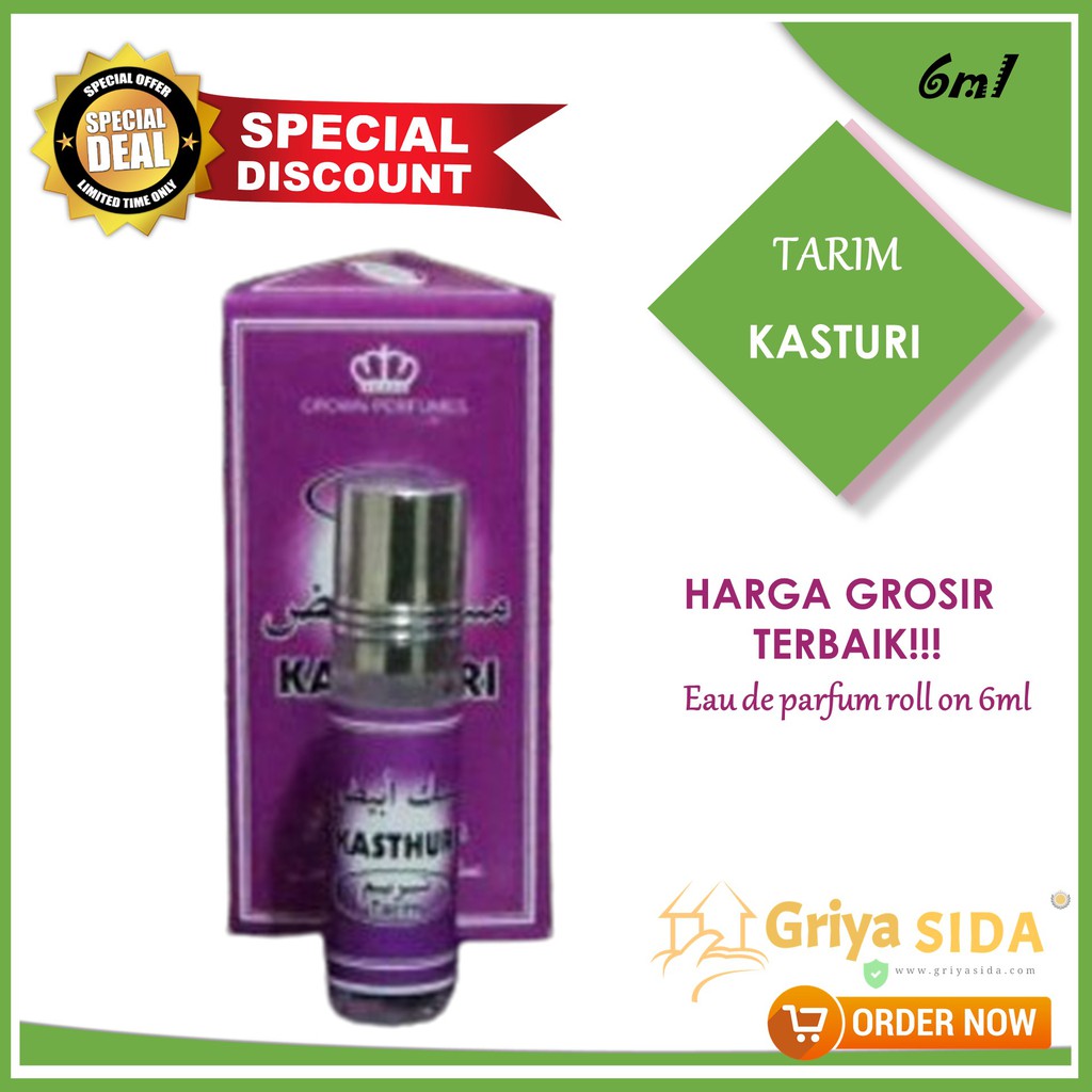 Parfum kasthuri 6ml tarim minyak wangi aroma kasturi misk putih mirip al rehab PROMO!