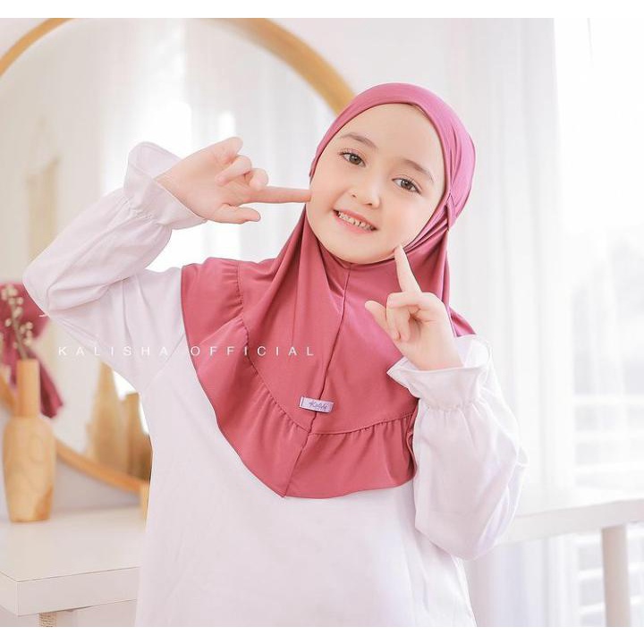 Hijab Anak Jersey 3-7 Tahun Polos Renda I Jilbab Instan Anak Qinara Jersey Premium By Shamira