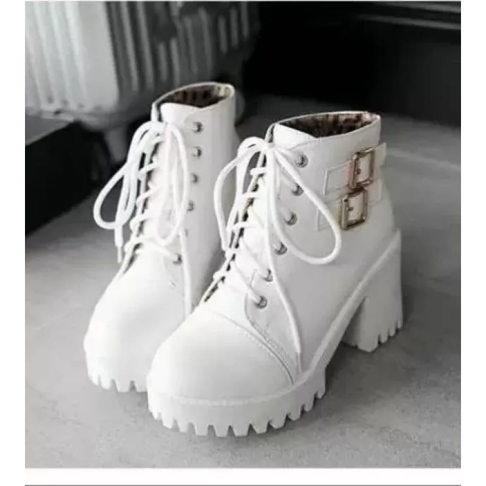 Sepatu Boots Heels Wanita Trendy Best Seller-Sepatu Boots Korea Ziper