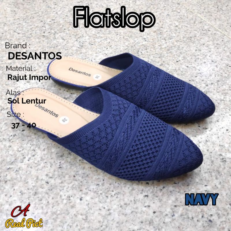 SEPATU FLAT SLOP RAJUT IMPORT SOL KARET | MULES SHOES