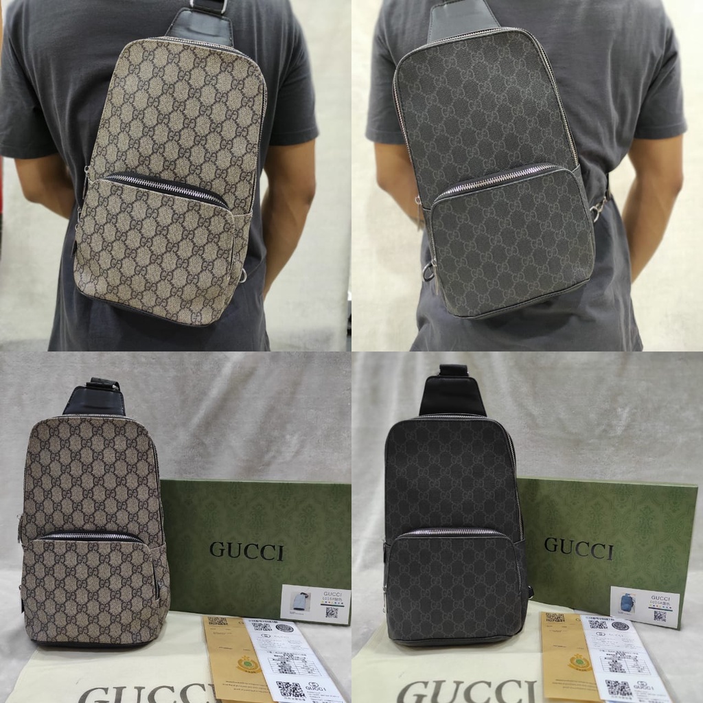 GC GG Single Strap Backpack Silver Hardware  L016