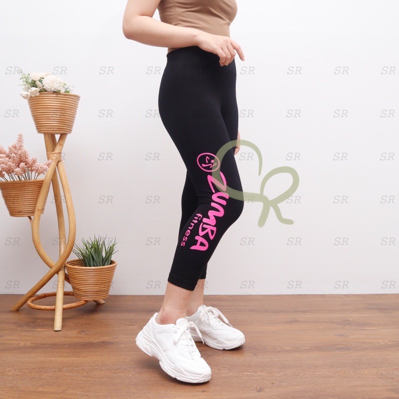 Legging Senam Zumba Wanita Import Pendek 7/8 Melar Jumbo