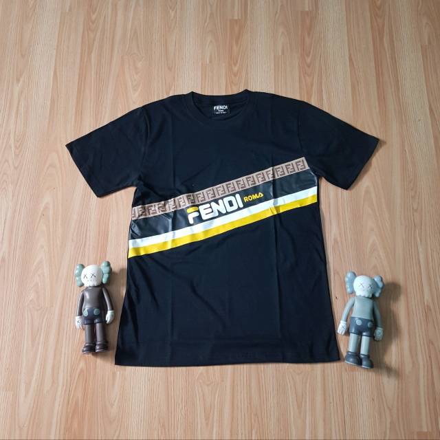 TSHIRT KAOS FENDI ROMA SLASH LOGO BLACK ATASAN UNISEX