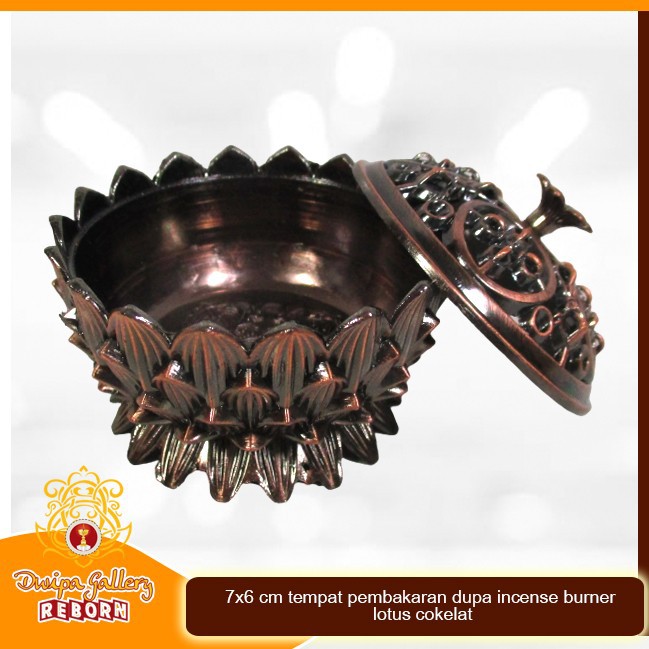 7x6 cm tempat pembakaran dupa/ incense burner lotus coklat