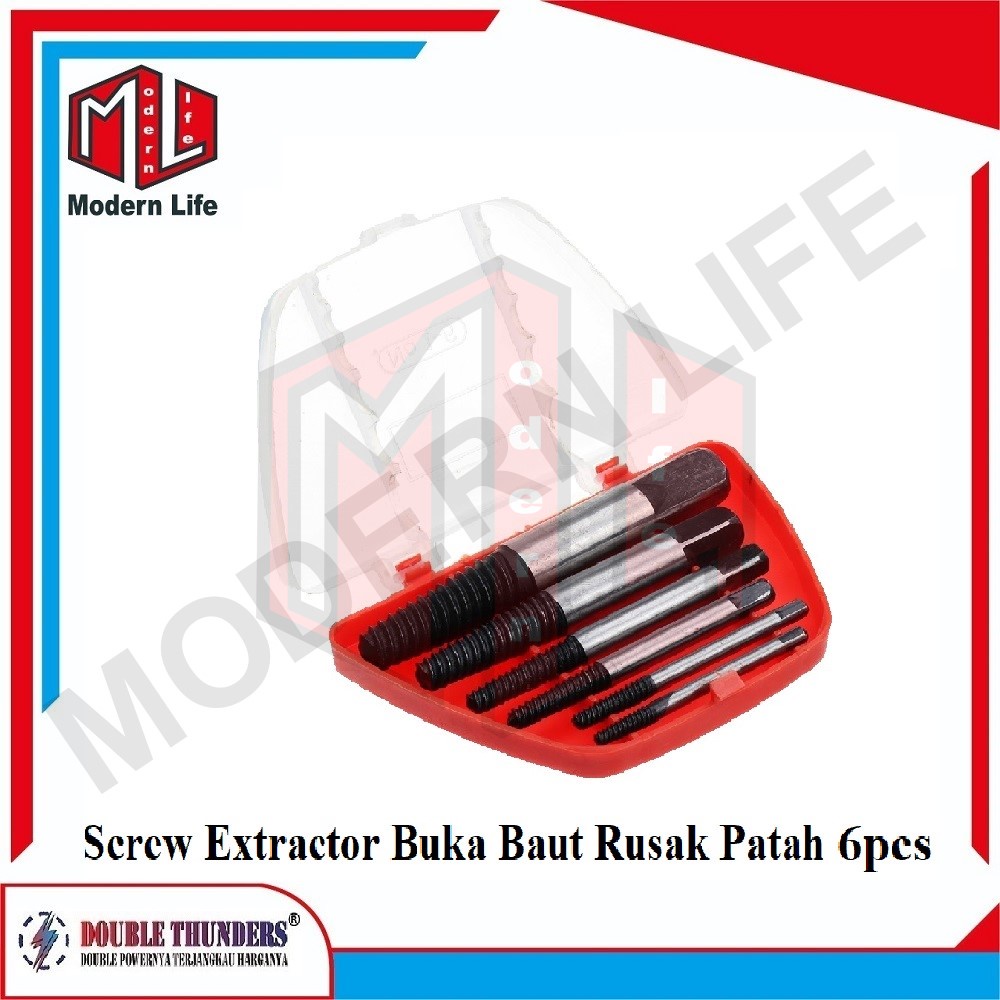 Tap Balik Set 6 Pcs Cabut Buka Baut Rusak Patah Screw Extractor DT