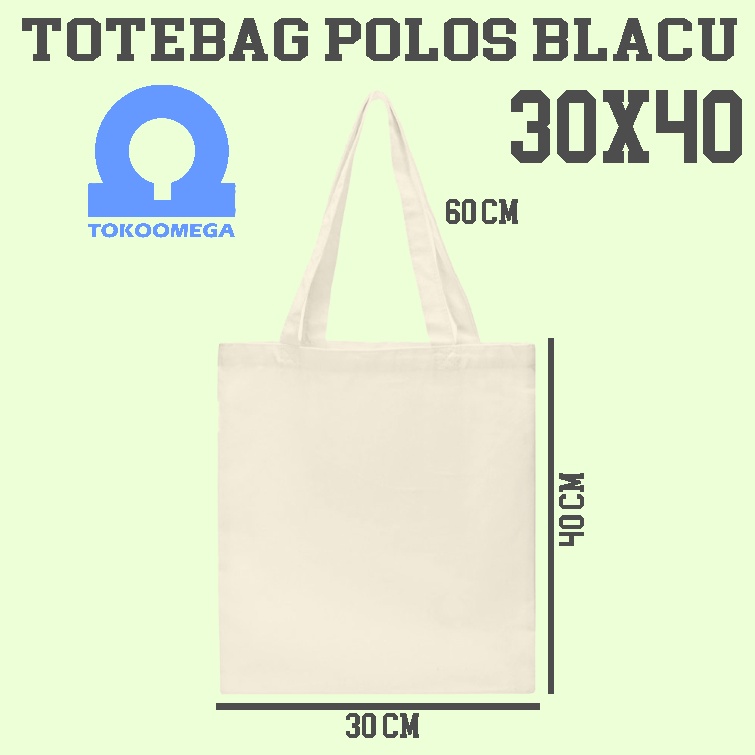 tokoomega Tote Bag Polos Blacu Cream Premium 30x40