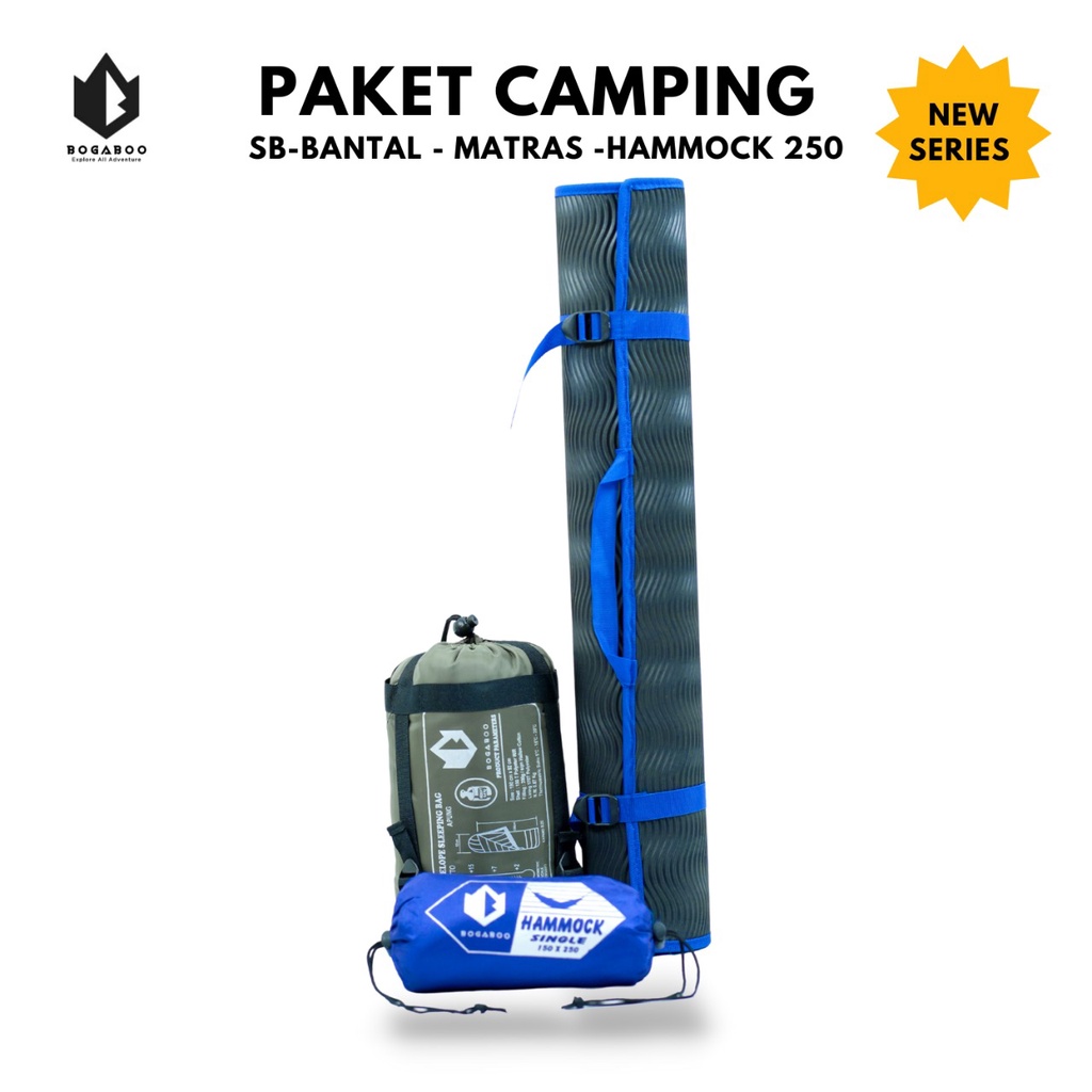 PAKET HEMAT - Paket Matras + Sleeping Bag Bantal BOGABOO  + Hammock Single - matras hiking - matras gunung - sleeping bag polar bantal lotto