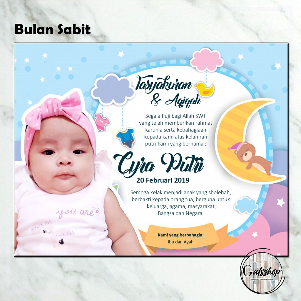 

Kartu Aqiqah / Tasyakuran Card / Stiker Aqiqah Bulan Sabit