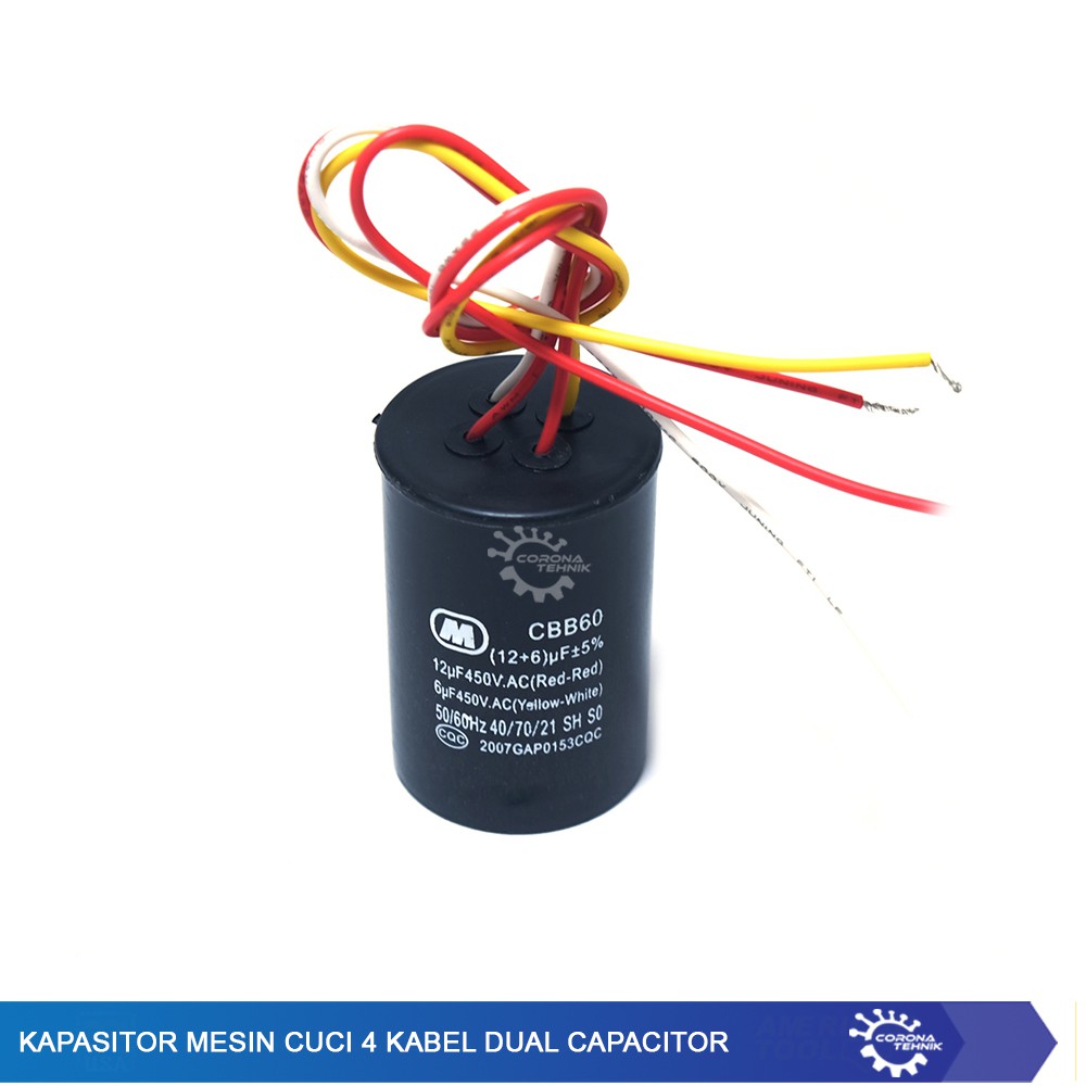 Dual Capacitor Kapasitor Mesin Cuci 4 Kabel