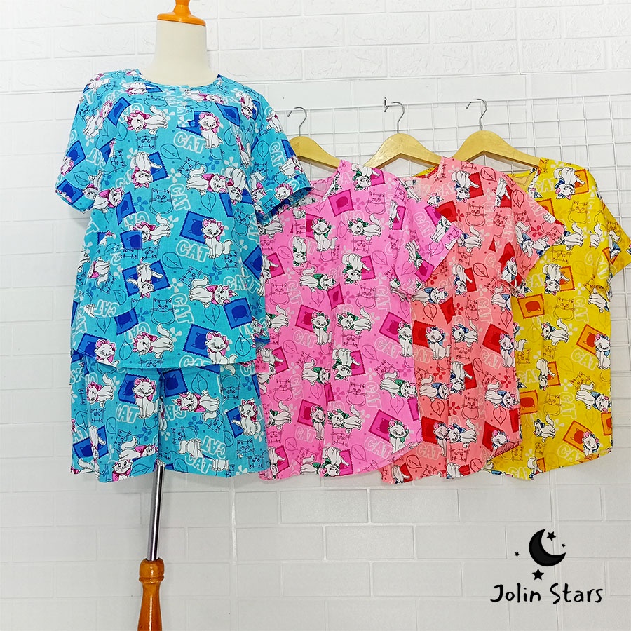Baju Tidur Piyama Wanita Dewasa Merlin Katun / Celana Hotpants, Lengan Pendek / LD 110 Cm / HP 32