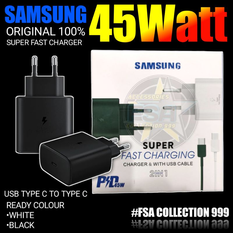 Charger SMG 45W S21 S20 Ultra S20+ / Galaxy Note 10 Plus / 20 Ultra Type c 45W Super Fast Charging Original100% by SMG
