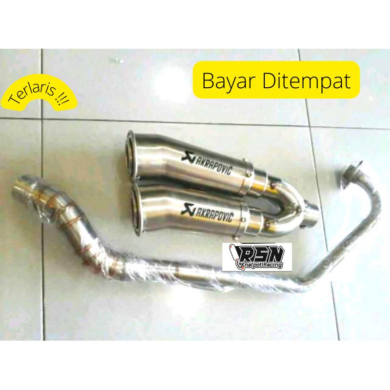 KNALPOT Racing Akrapovic Cabang 2 Double Hole NMAX PCX AEROX R15 XABRE VIXION CBR CB150 DLL AKAPROVI