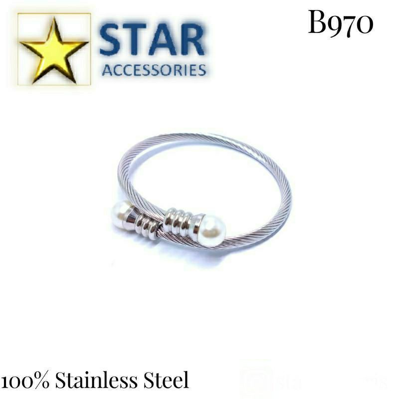 Gelang Titanium Tambang Silver | Gelang Titanium Elastis Silver