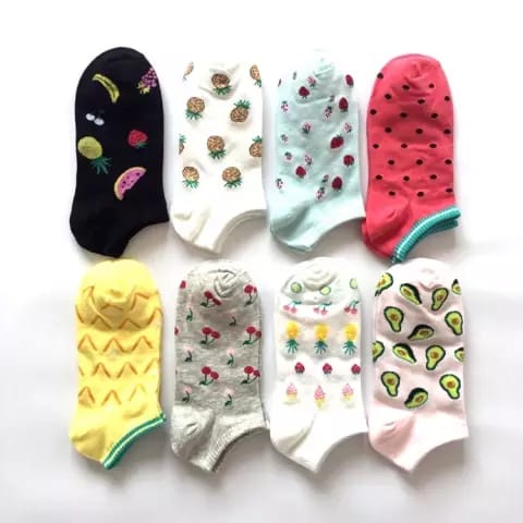 TOKO KL | paket 3 pasang kaos kaki pendek matakaki motif ankle socks wanita dewesa