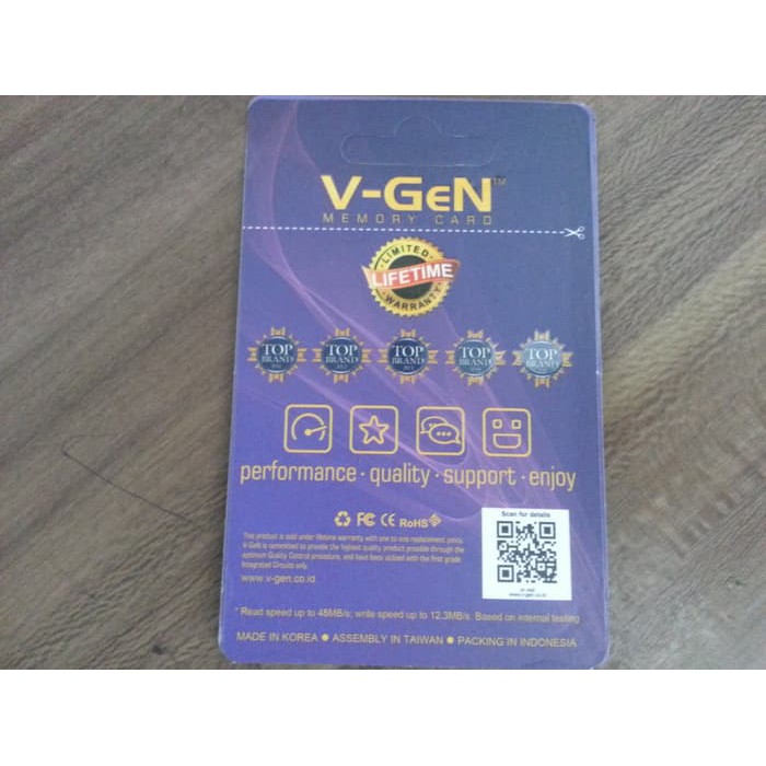 Memori 16G Vgen Class 6 Ori Original V-Gen Kartu Micro SD untuk HP Kamera CCTV dll