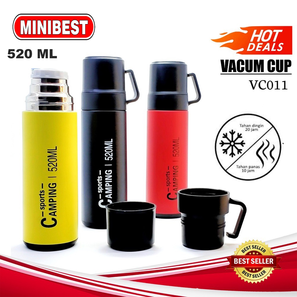 Botol Minum 520ml Termos Vaccum Flask Panas Dingin sports camping VC 011