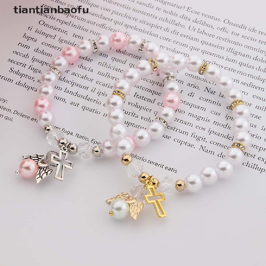 [tiantianbaofu] Baby Shower Favor Christening Bracelet Angel Baby Shower Girl Boy Baptism Gift Boutique