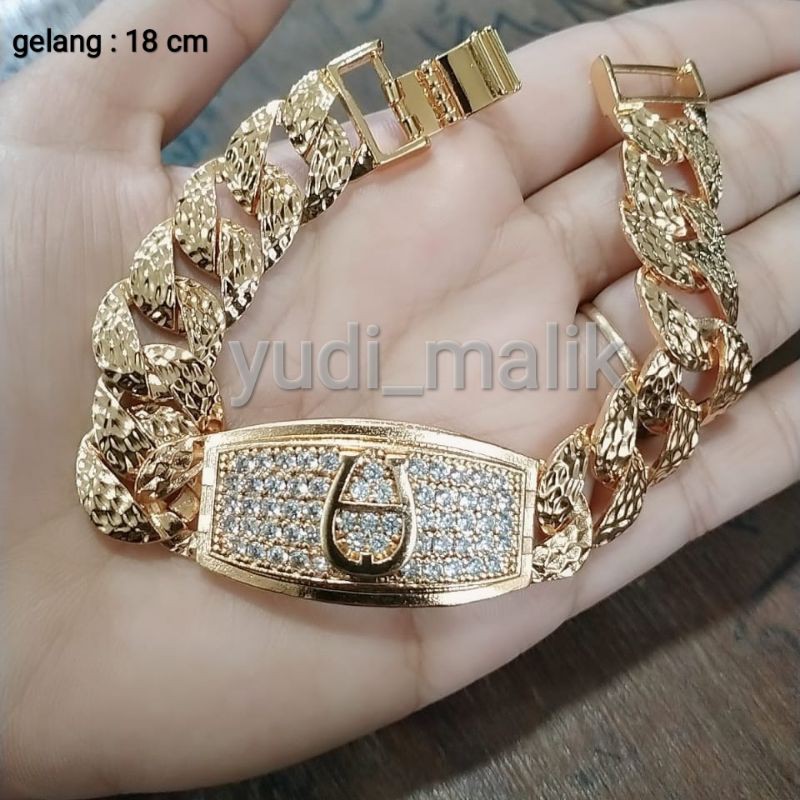 gelang tangan dewasa plat Permata mewah