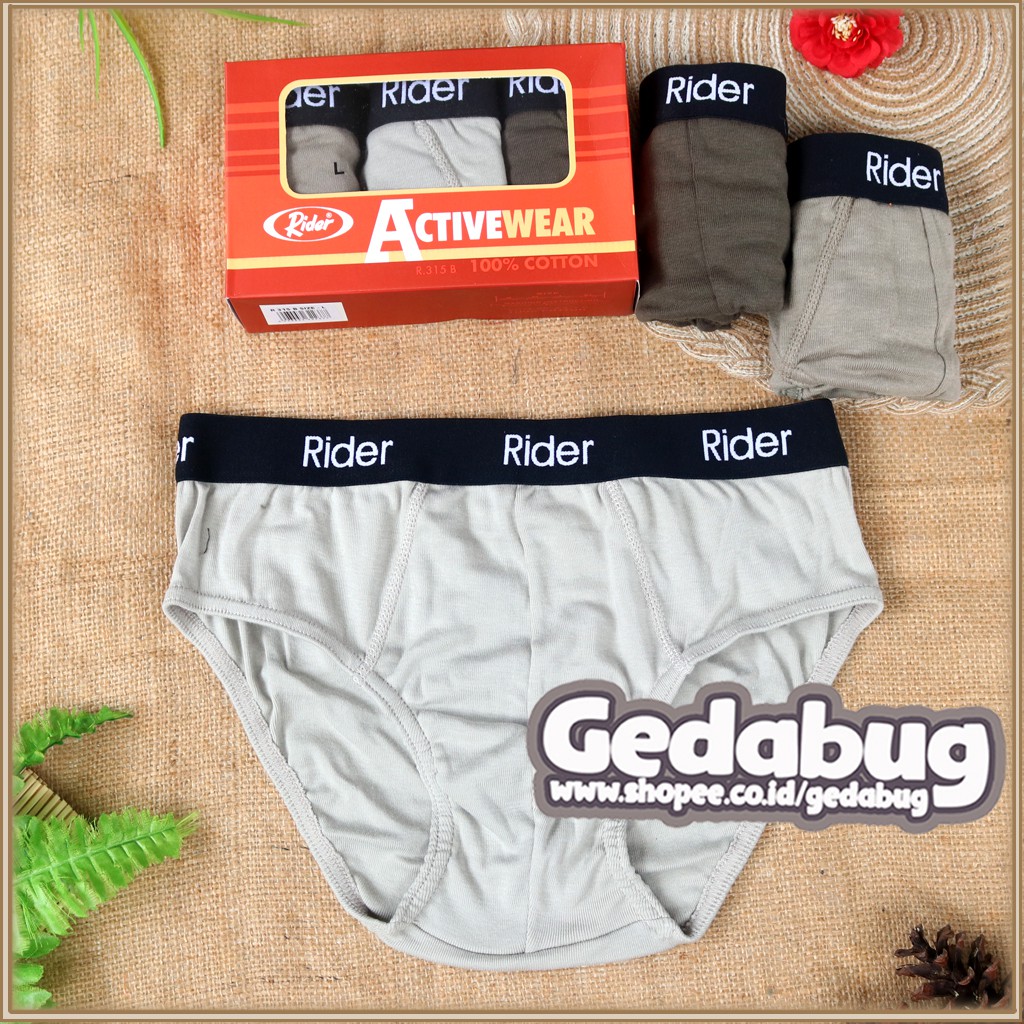 3 Pcs - CD Pria Sport RIDER R 315 B | Celana dalam pria Aktivwear Super Soft | Gedabug