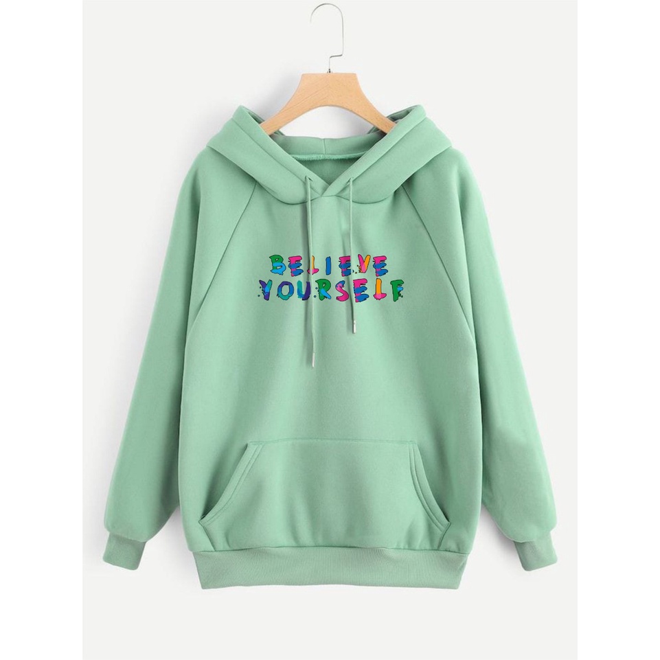 SWEATER HOODIE BELIEVE YOURSELF PRIA/WANITA