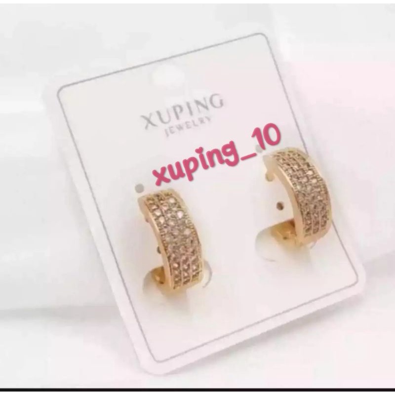 Perhiasan Anting Wanita Dewasa Anting Jepit Permata Gold.