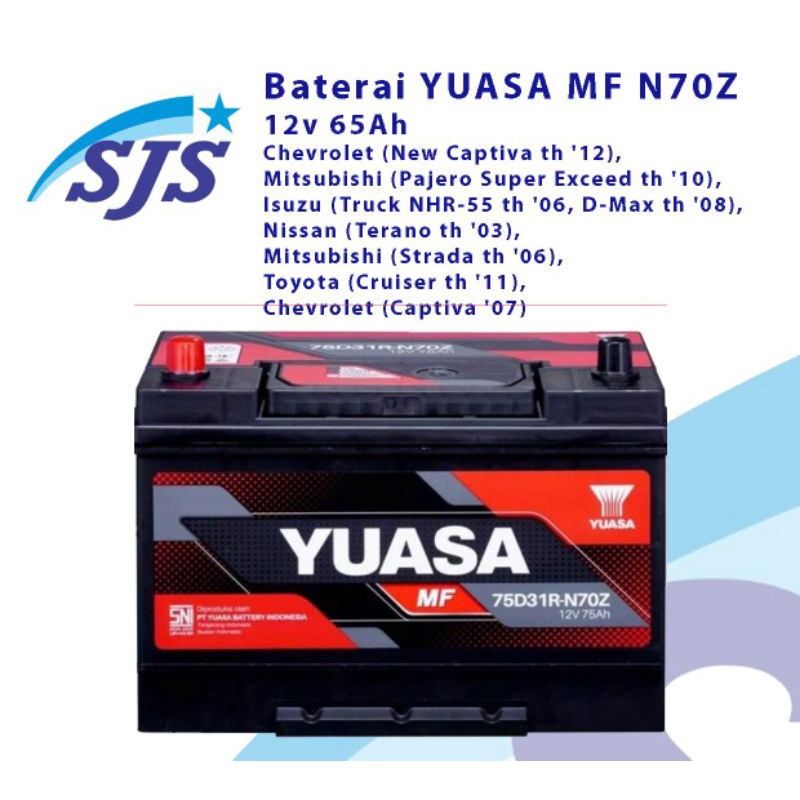 Aki Mitshubisi L300 kering N70Z Yuasa MF 75ah