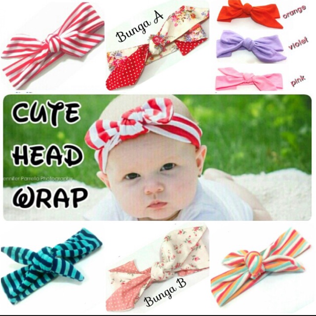 PAKET HEMAT Grosir head wrap isi 12 pcs pita kepala bayi perempuan Akachan