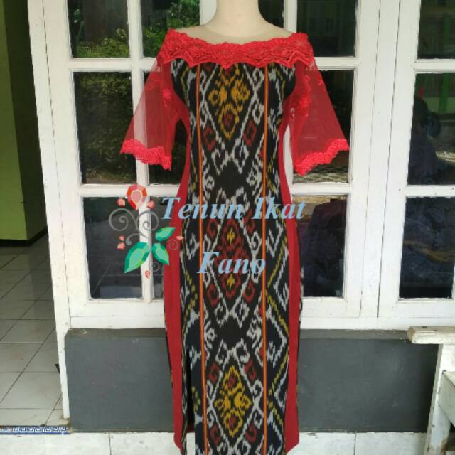 Gaun Tenun Mix Brokat Shopee Indonesia