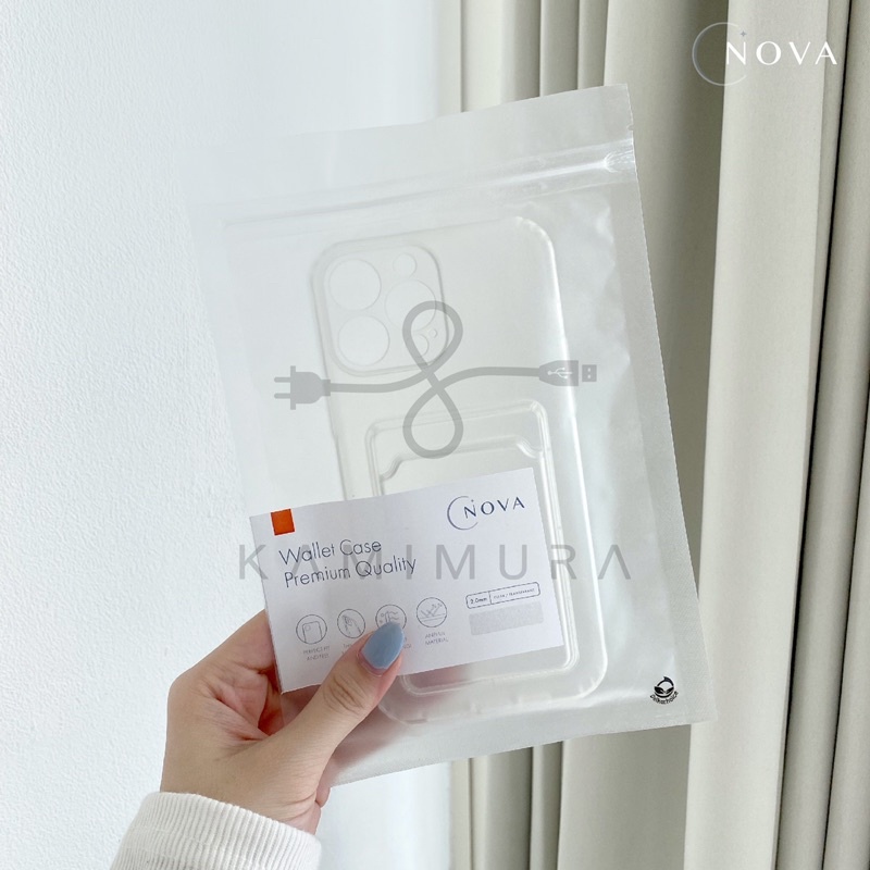 W/C- CASING COVER WALLET CASE IPHONE 6 7 8 X XR XS 11 12 13 + Pro Max Plus Premium Clear Card Holder Transparent Bening Soft TPU Anti Shock Proof