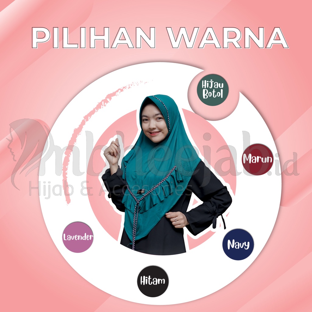 Hijab Bergo Instan Rempel Polka Jersey Original-4