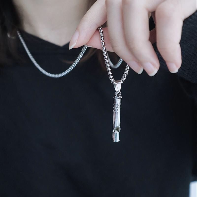 SEALOVE Whistle pendant kalung baja titanium pria dan wanita trendi hip-hop aksesoris sederhana dan keren necklace