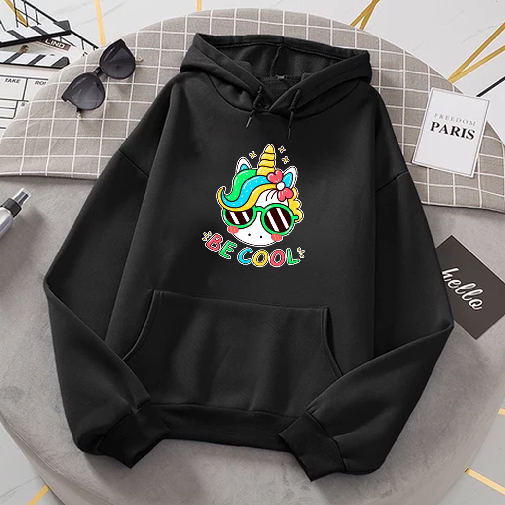 Sweater hoodie anak perempuan BEE COOL unicorn suwiter anak cewek murah