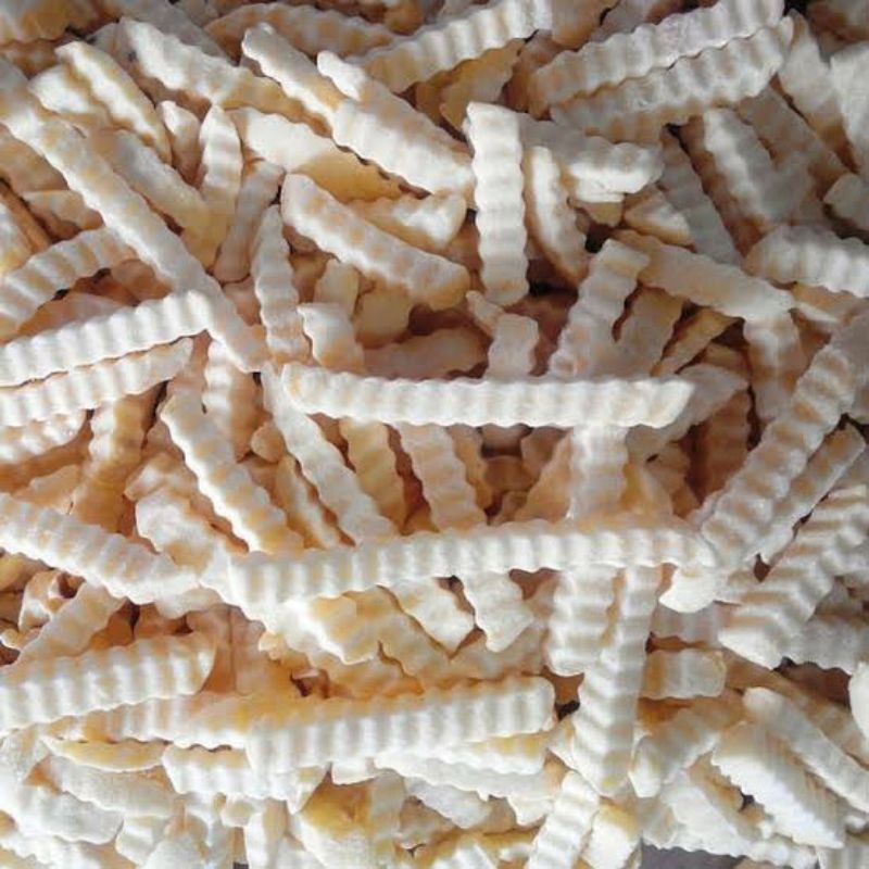 

Kentang Goreng Beku Curahan Crinkle Cut Kemasan Polos 500Gram/1Kg