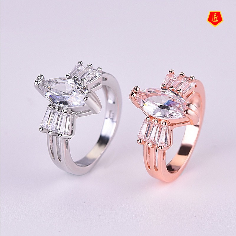 [Ready Stock]18K Rose Gold Diamond-Studded Ring Creative Personality