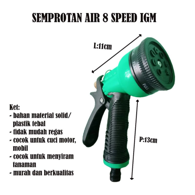 Semprotan Air PVC Taman Tanaman Mobil Motor 8in1 8 Posisi - IGM IS021