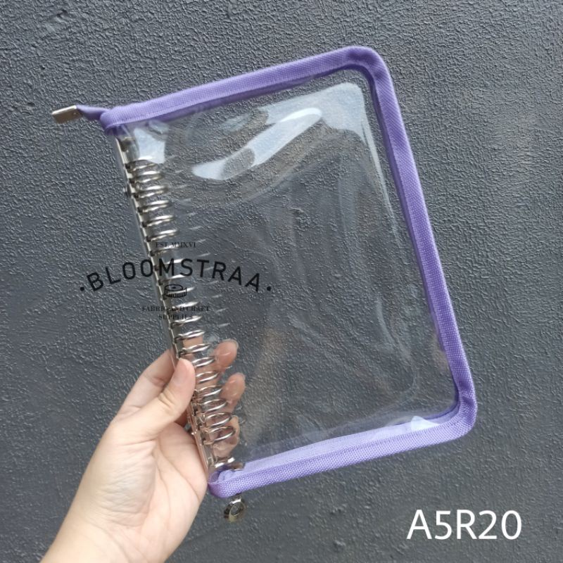 A5R20 Clear Cover Binder Zipper A5 Ring 20 Loose Leaf Mika PVC Transparan