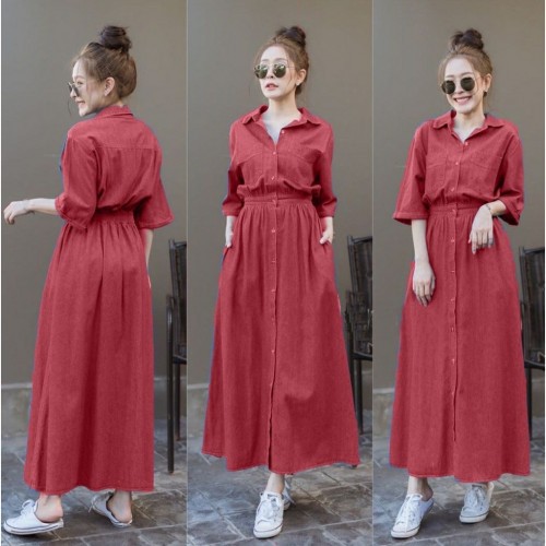 TUORIJEDIN Grosir Baju Maxi Dress Terusan Panjang Santai Casual Kasual Wanita Cewek Cewe Kekinian