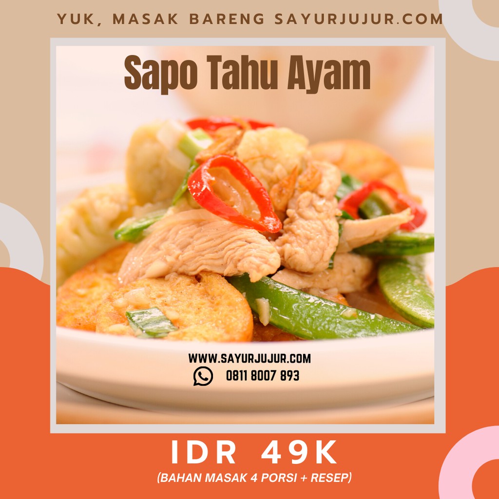 

Sayur Siap Masak (4 porsi) Sapo Tahu Daging Ayam dengan Wortel, Jamur, Bok Choy, Daun Bawang, Jahe