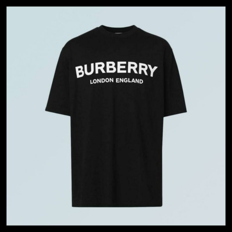 Jual Kaos Pria Burberry Men's T-shirt Logo Printed Color Black. Branded Original