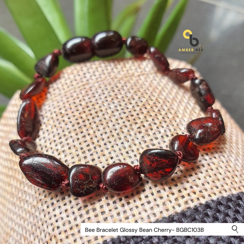 Gelang Amber Baltic Lithuania Balita &amp; Anak Glossy Cherry Bean BGBC103B By Amber Bee