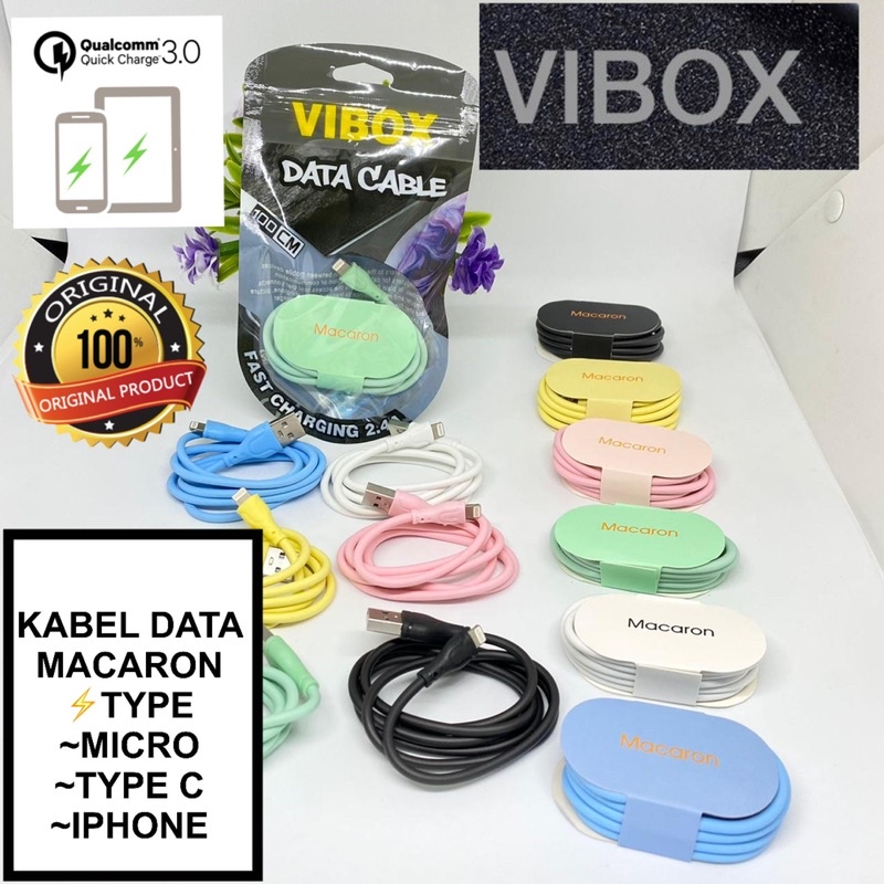 PROMO NICE COLOUR CABLE BY VIBOX SUPER POWER IC FULL CAPACITY MICRO TYPE C IP8