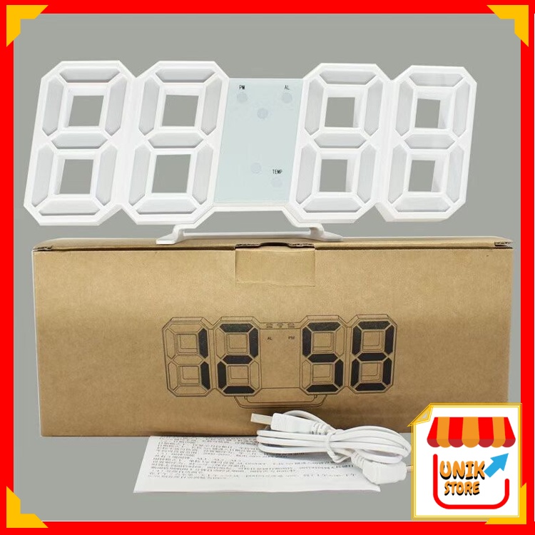 UNIK - J981 LED 3D Clock / Jam Dinding Digital / Jam LED Meja / Jam Alarm / Jam Dekorasi / Jam Unik