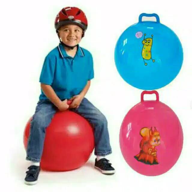 Bola Genjot Jumping Ball Mainan Anak Ukuran Besar Karet Tebal Bisa COD Ada Pegangan