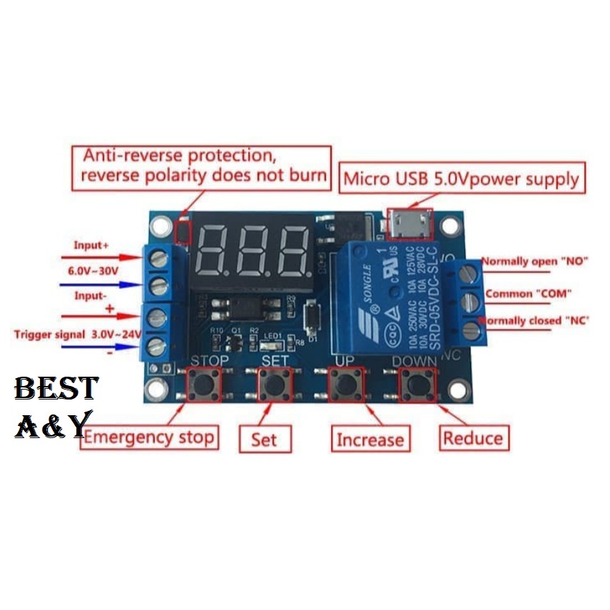 Timer Digital Relay Module DC 12V 5V PLC Delay Timer Cycle Control