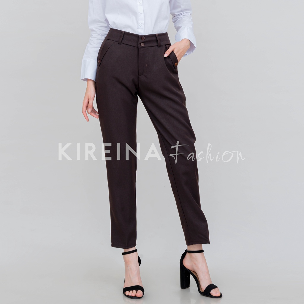 Celana Kerja Wanita Formal Celana Kerja Slimfit Celana Bahan Wanita Semi Wool | Kireina Fashion