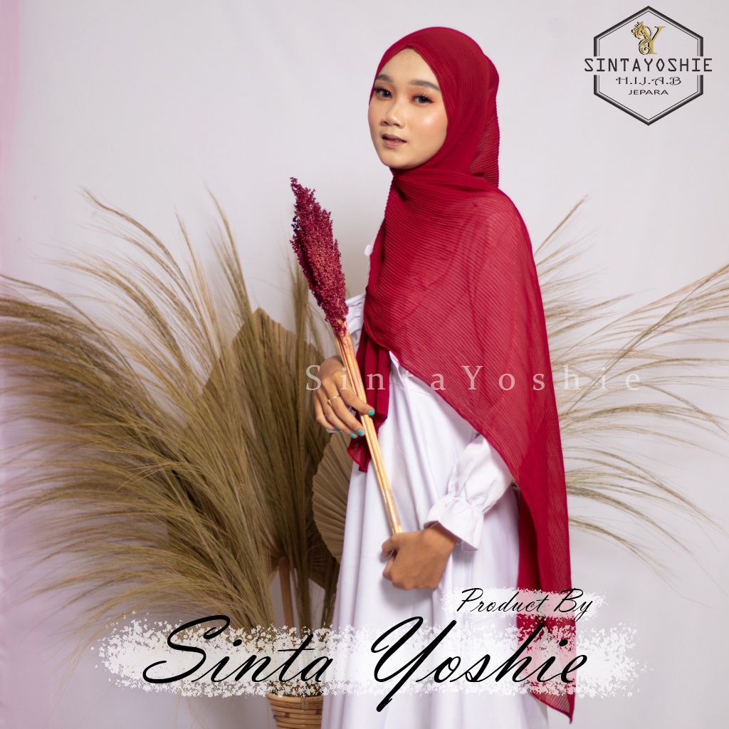 Jilbab pashmina plisket full ceruty babydoll full lidi 180 x 75