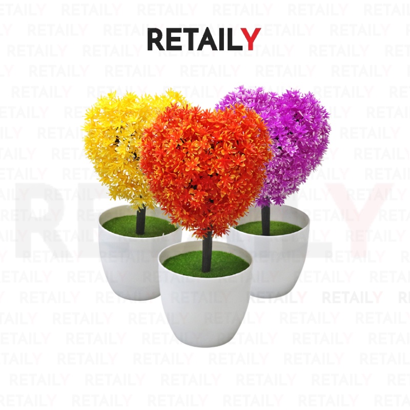 Retaily PT33 Pot Tanaman Hias Bunga Hias Plastik Bentuk Love Ornamen Pot Bongsai